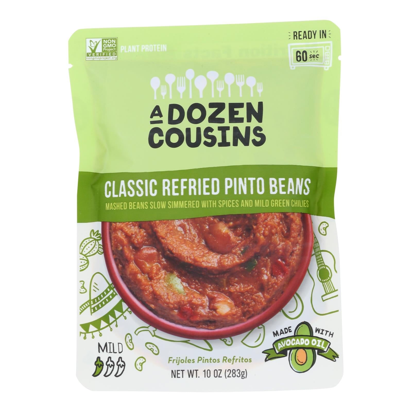 A Dozen Cousins - Beans Refried Pinto Classic - Case Of 6 - 10 Oz - Maras Green
