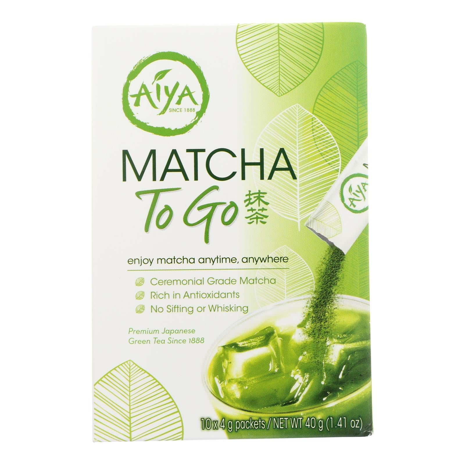 Aiya Tea - Stick - Matcha To Go - Case Of 8 - 10 Count - Maras Green