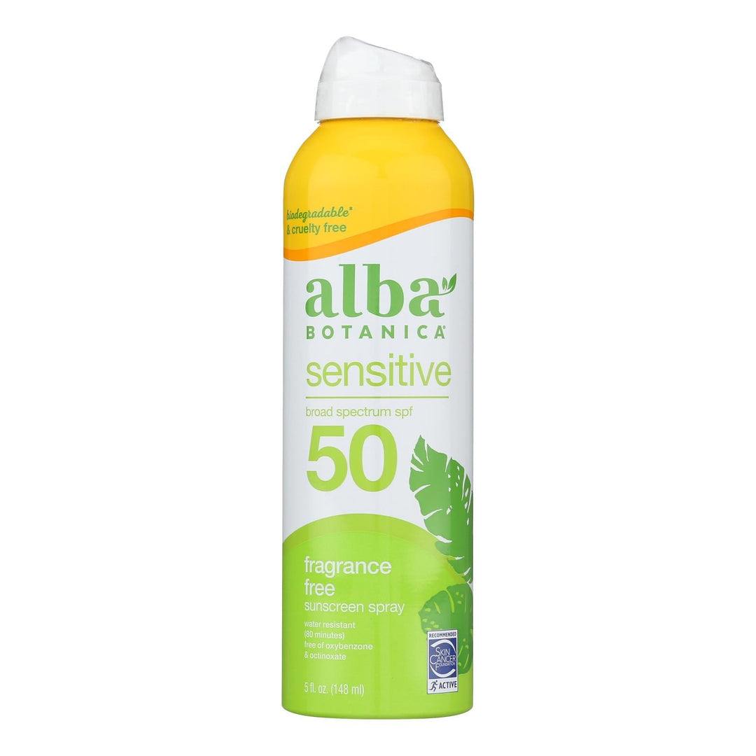 Alba Botanica - Sunscreen Spray Sensitive Formula Spf 50 - 1 Each - 5 Fluid Ounces - Maras Green