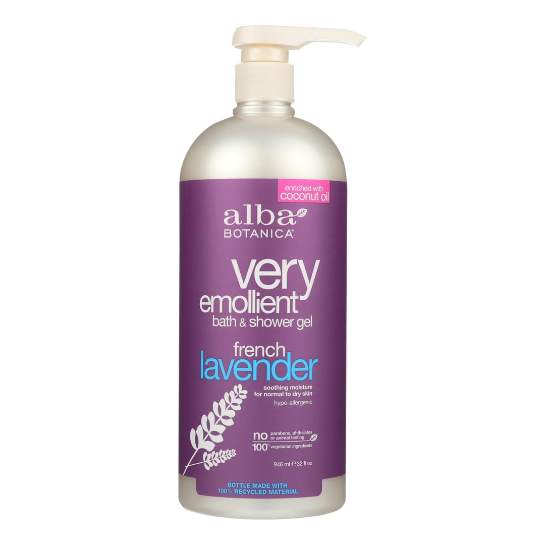 Alba Botanica - Very Emollient Bath And Shower Gel - French Lavender - 32 Fl Oz - Maras Green