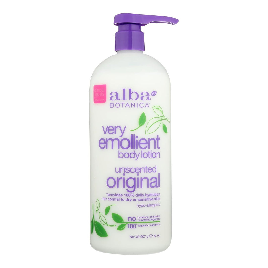 Alba Botanica - Very Emollient Body Lotion - Unscented - 32 Fl Oz - Maras Green