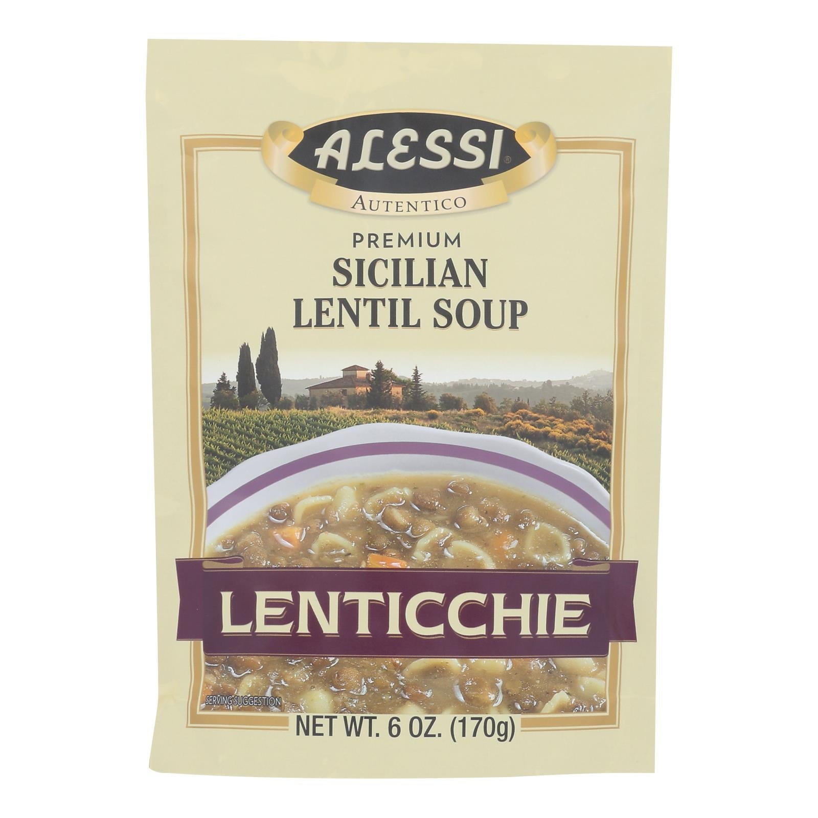 Alessi - Sicilian Lentil Soup - Lenticchie - Case Of 6 - 6 Oz. - Maras Green