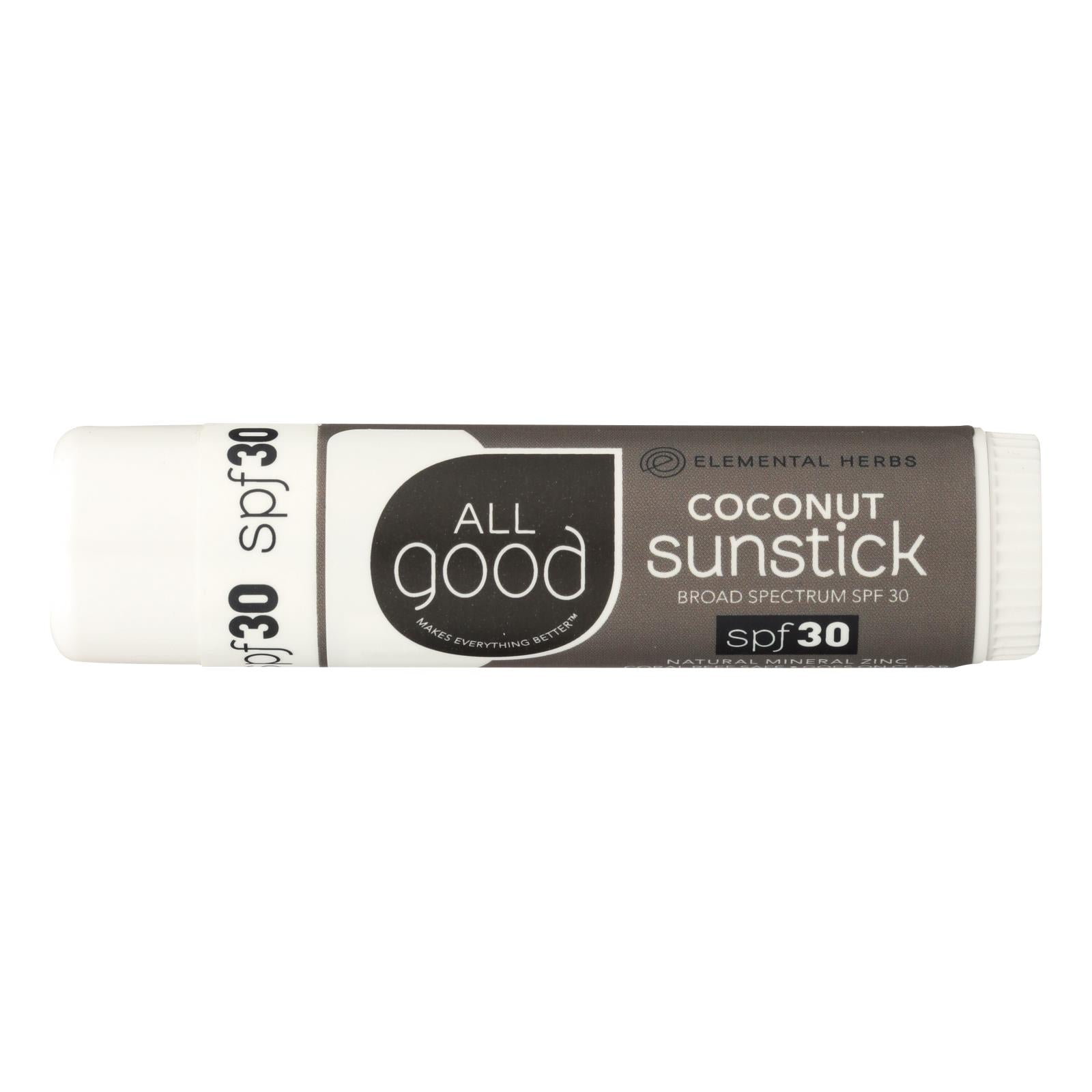 All Good - Sunstick Coconut Spf30 - Case Of 12 - .6 Oz - Maras Green