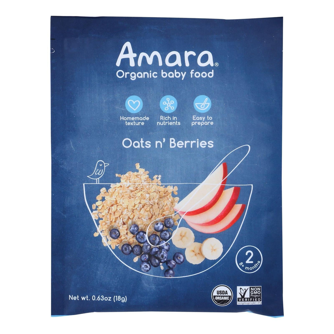 Amara - Baby Food Oats N Berry - Case Of 5 - .63 Oz - Maras Green