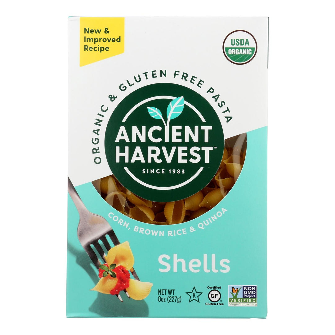 Ancient Harvest Organic Gluten Free Quinoa Supergrain Pasta - Shells - Case Of 12 - 8 Oz - Maras Green