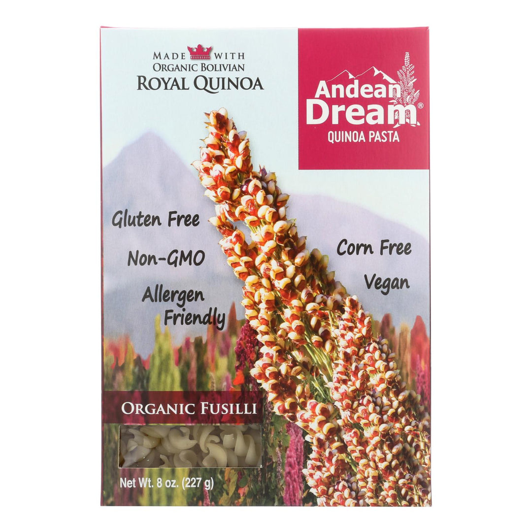 Andean Dream Gluten Free Organic Fusilli Quinoa Pasta - Case Of 12 - 8 Oz. - Maras Green
