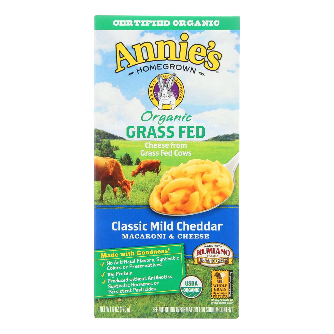 Annies Homegrown Macaroni And Cheese - Organic - Grass Fed - Classic Mild Cheddar - 6 Oz - Case Of 12 - Maras Green