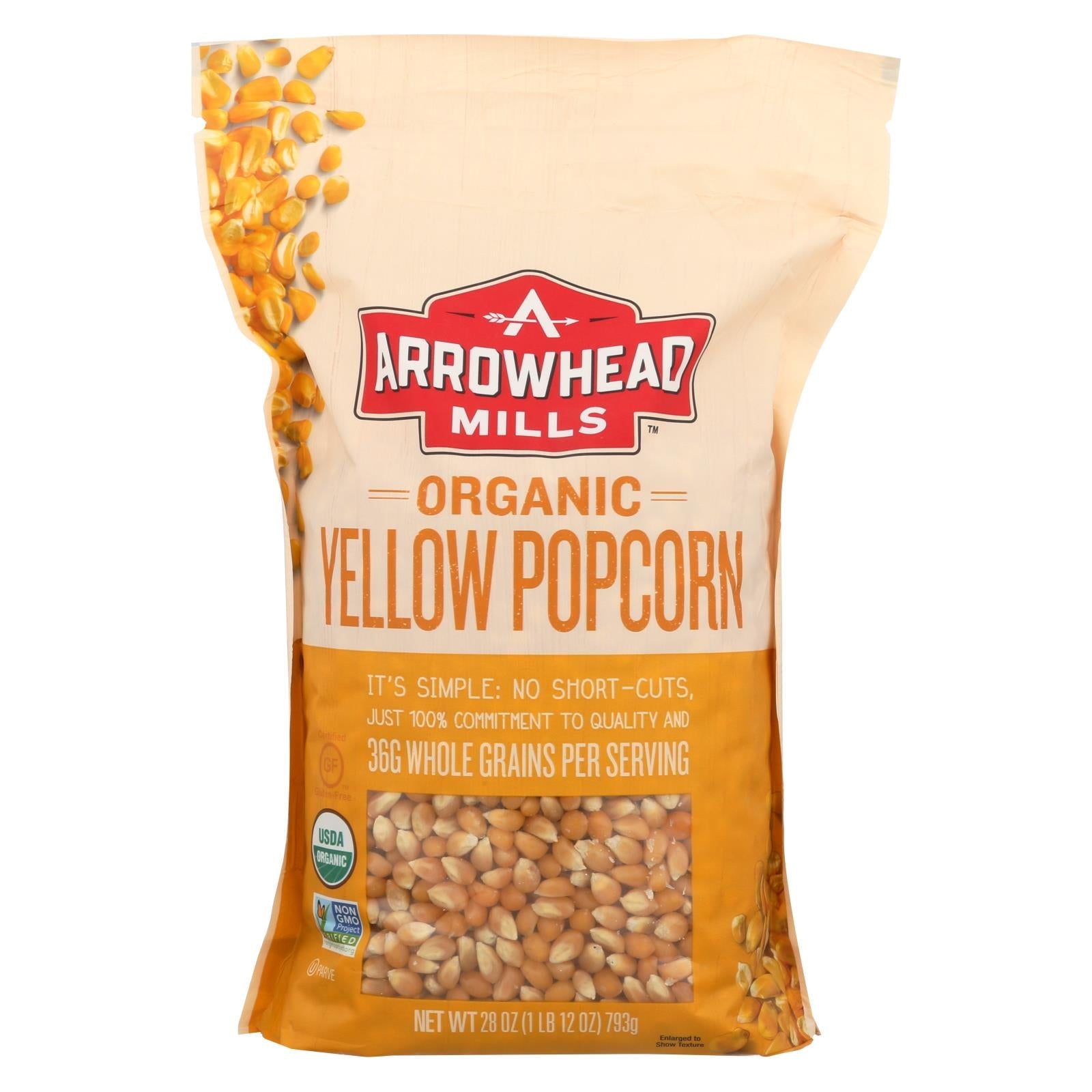 Arrowhead Mills - Organic Popcorn - Yellow - Case Of 6 - 28 Oz. - Maras Green