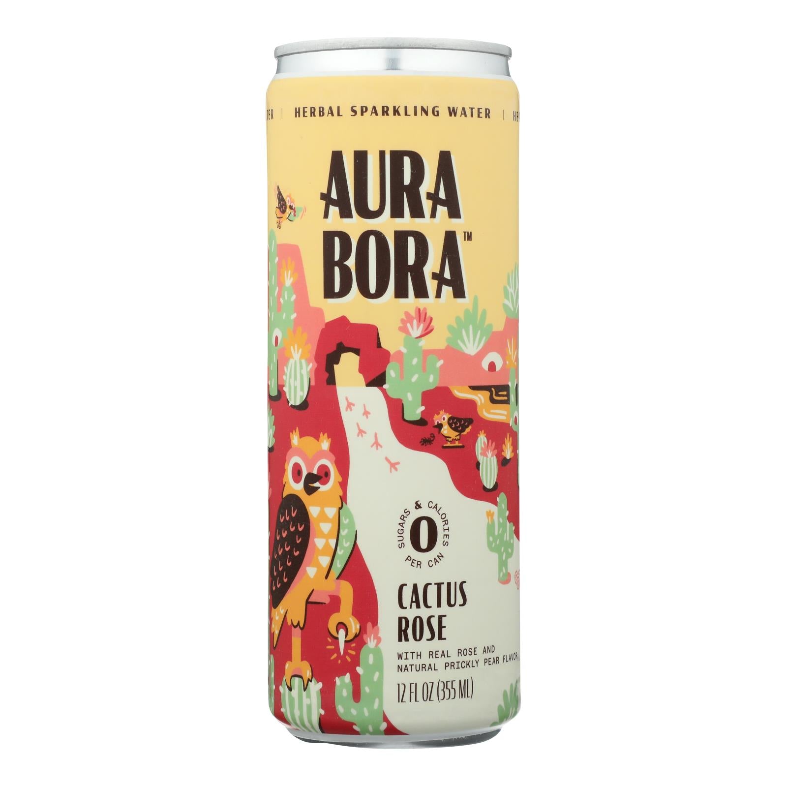 Aura Bora - Sparklng Water Cactus Rose - Case Of 12 - 12 Fz - Maras Green