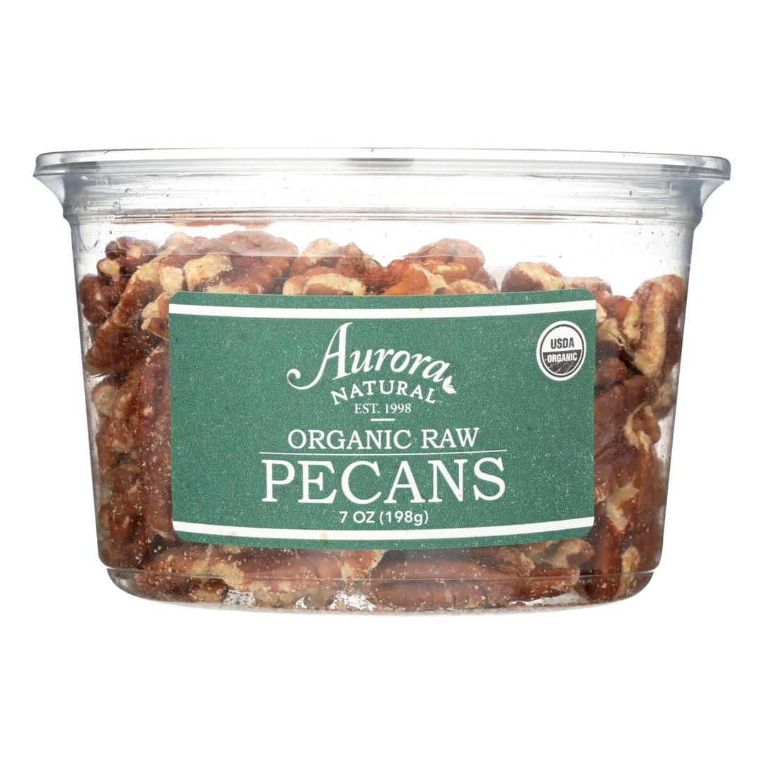 Aurora Natural Products - Organic Raw Pecans - Case Of 12 - 7 Oz. - Maras Green