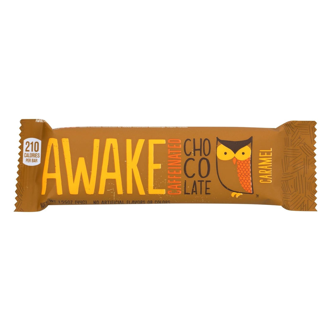 Awake Chocolate - Bar Caffine Chocolate Caramel - Case Of 12 - 1.55 Oz - Maras Green