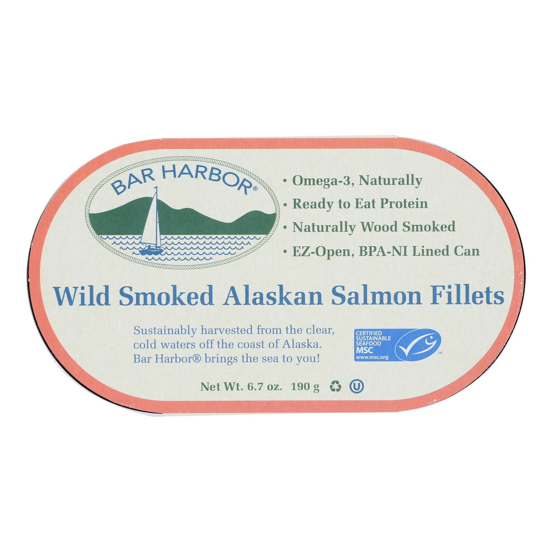 Bar Harbor - Salmon Fillets Wild Smoked Ak - Case Of 12 - 6.7 Oz - Maras Green