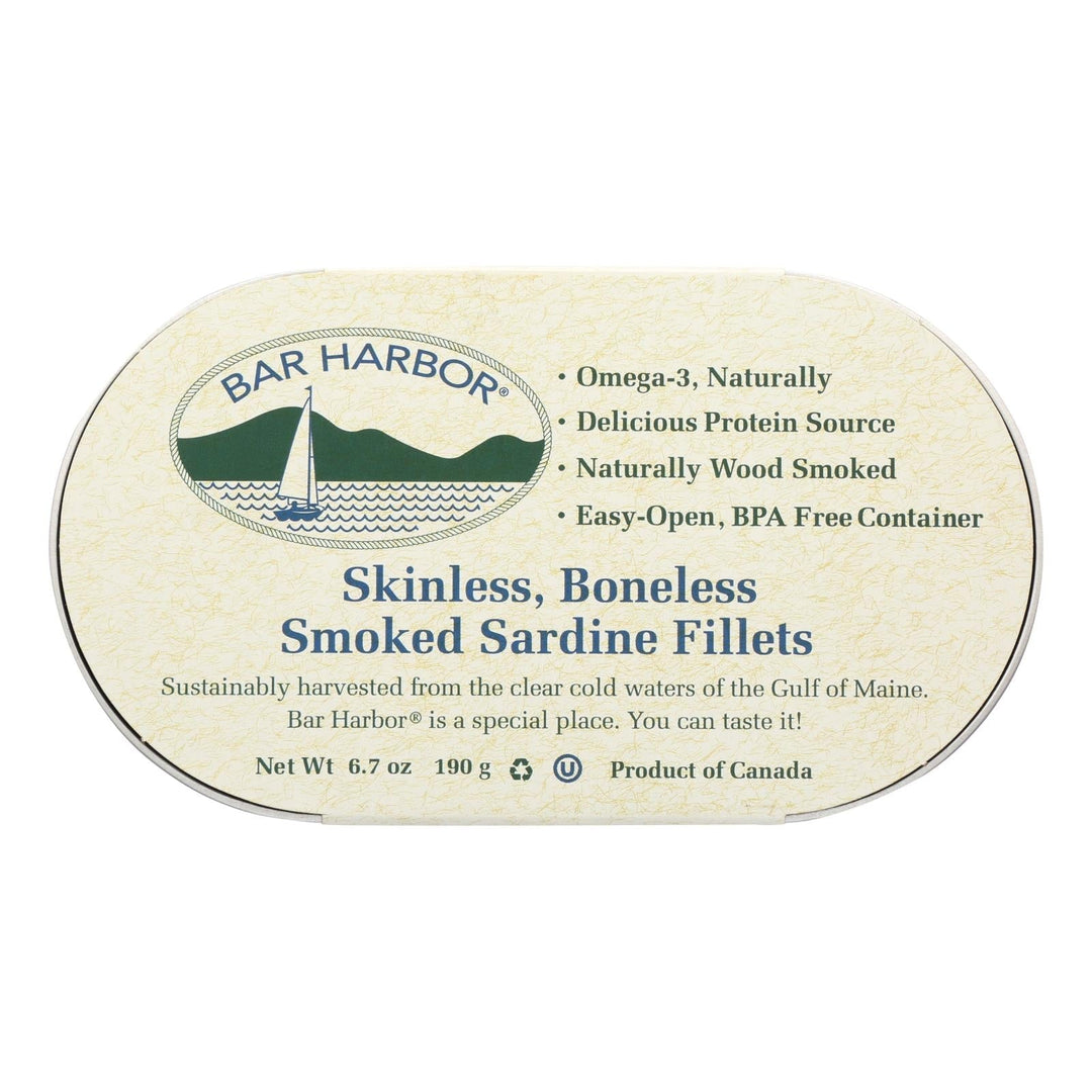 Bar Harbor - Smoked Sardine Fillets - Case Of 12 - 6.7 Oz. - Maras Green