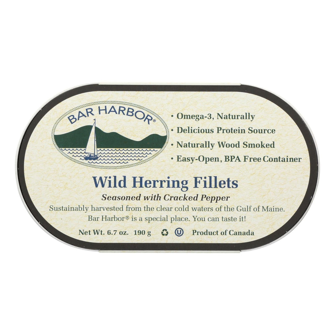 Bar Harbor - Wild Herring Fillets - Cracked Pepper - Case Of 12 - 6.7 Oz. - Maras Green