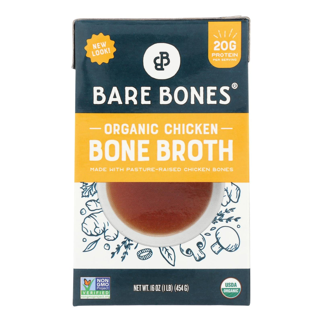 Bare Bones Broth - Bone Broth Organic 2 Chicken Classic - Case Of 8 - 16 Fluid Ounces - Maras Green