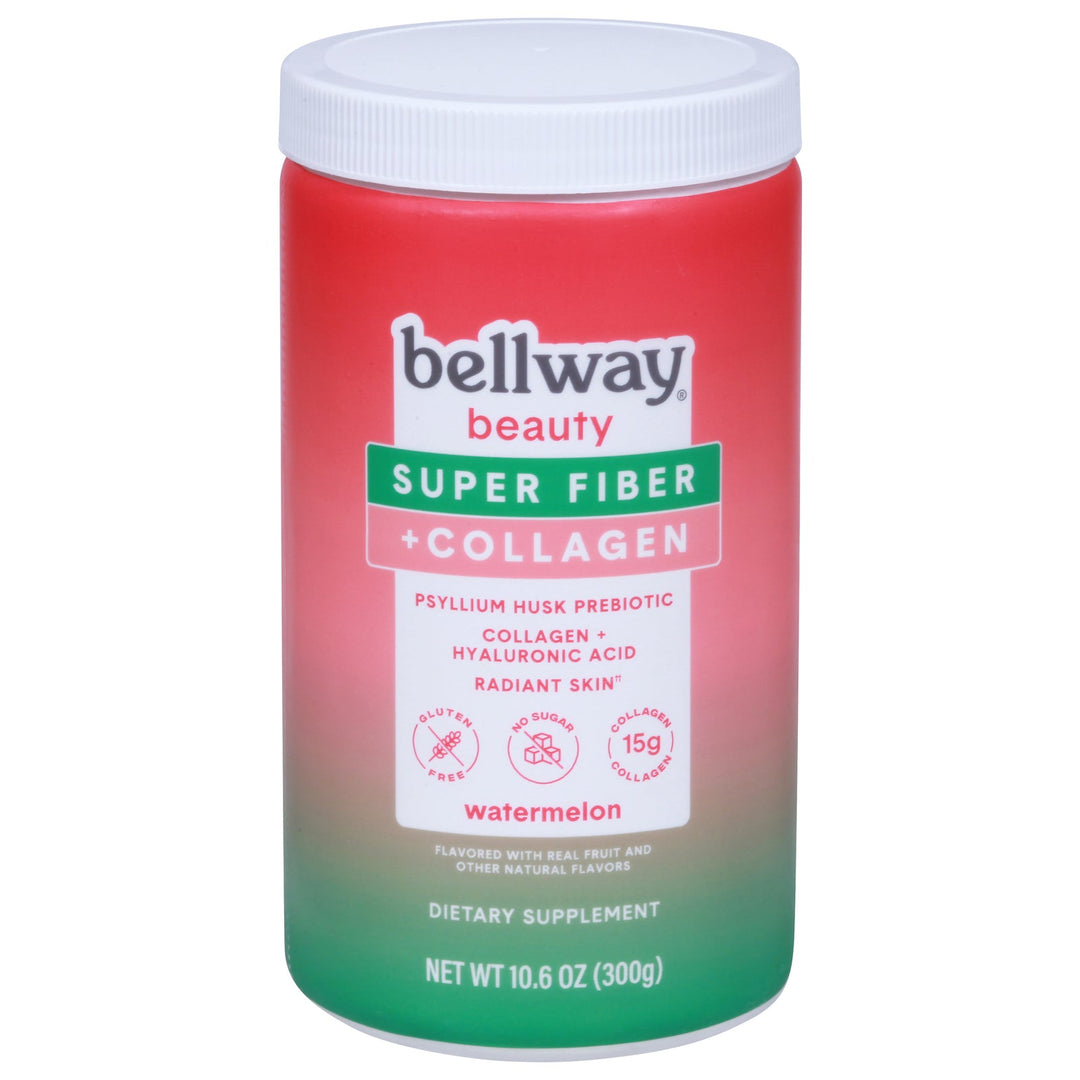 Bellway - Super Fiber + Collagen Powder Watermelon - Case Of 4 - 10.6 Ounces - Maras Green