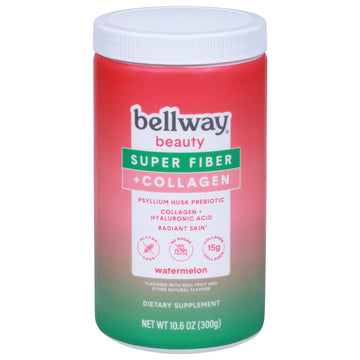 Bellway - Super Fiber + Collagen Powder Watermelon - Case Of 4 - 10.6 Ounces - Maras Green