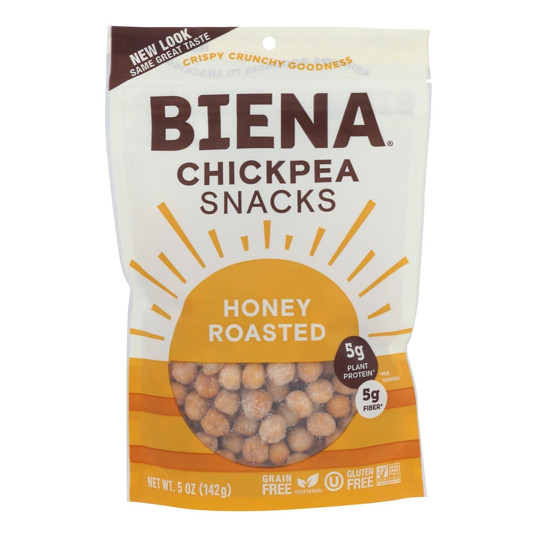 Biena Chickpea Snacks - Honey Roasted - Case Of 8 - 5 Oz. - Maras Green