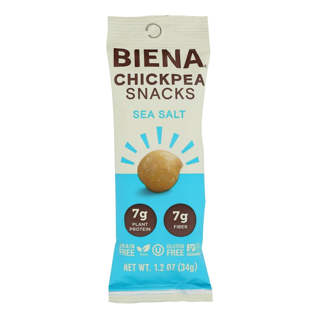 Biena Chickpea Snacks - Sea Salt - Case Of 10 - 1.2 Oz. - Maras Green