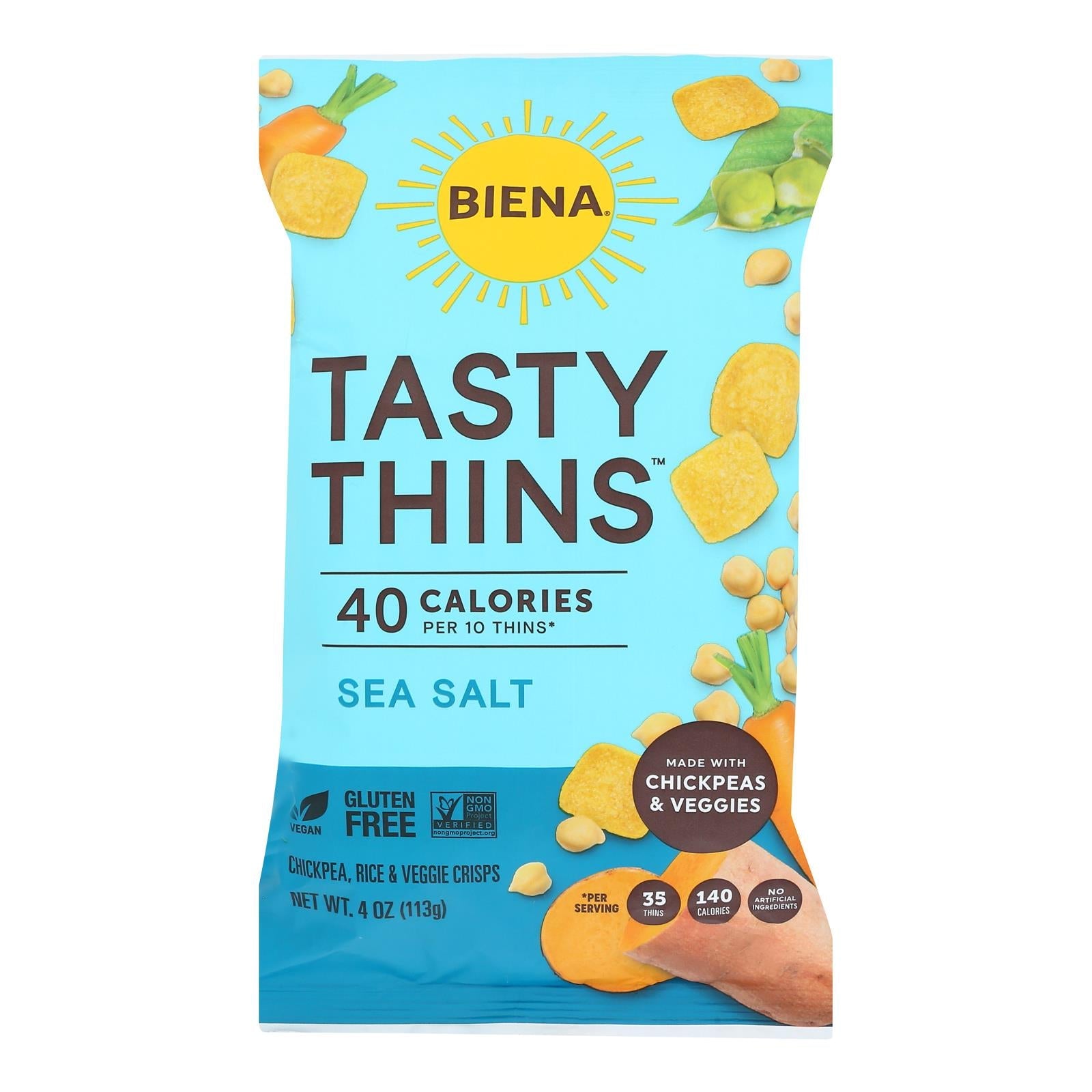 Biena Llc - Tasty Thins Sea Salt - Case Of 12 - 4 Oz - Maras Green
