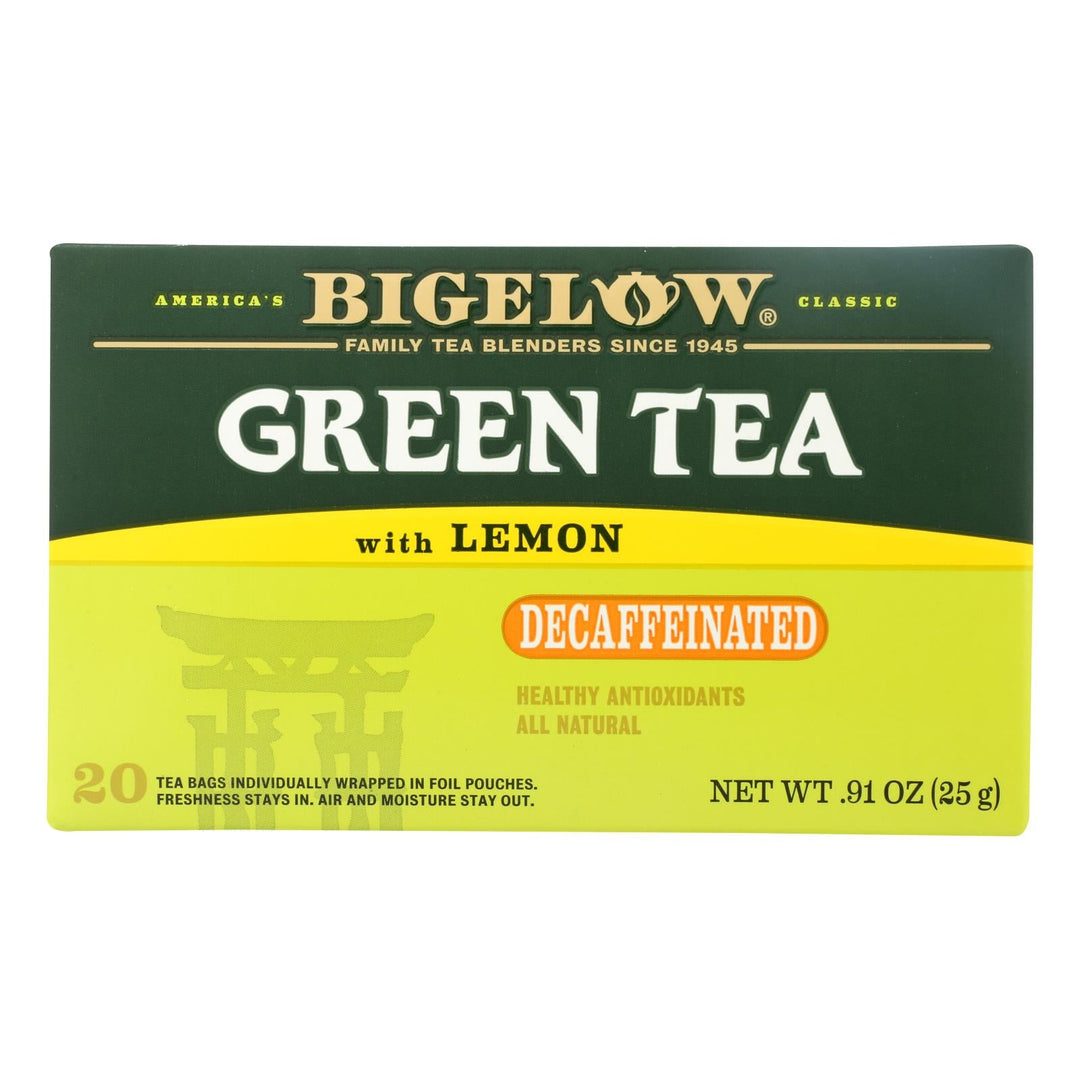 Bigelow Tea Decaffeinated Tea - Green Tea With Lemon - Case Of 6 - 20 Bag - Maras Green