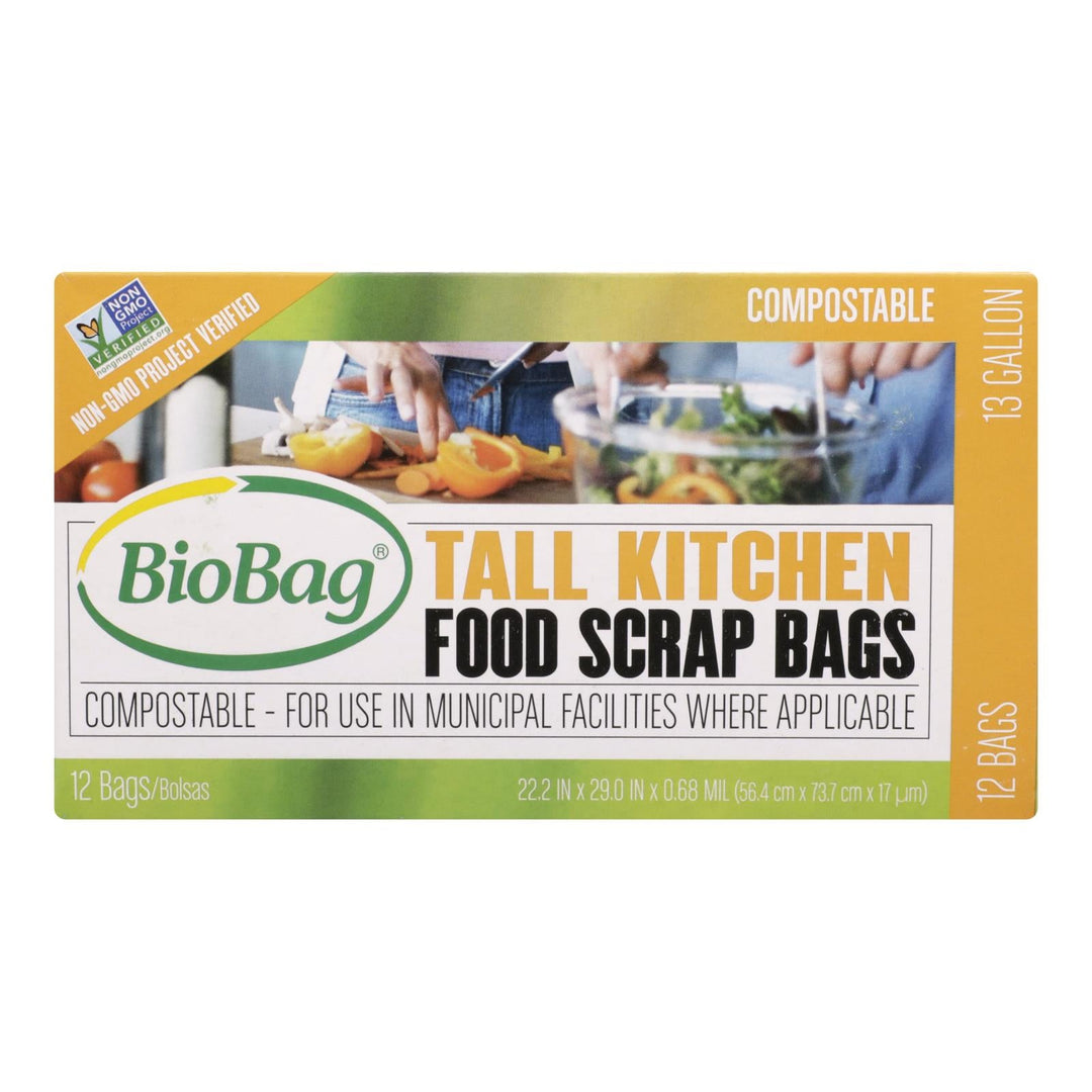 Biobag - 13 Gallon Tall Food Waste Bags - Case Of 12 - 12 Count - Maras Green