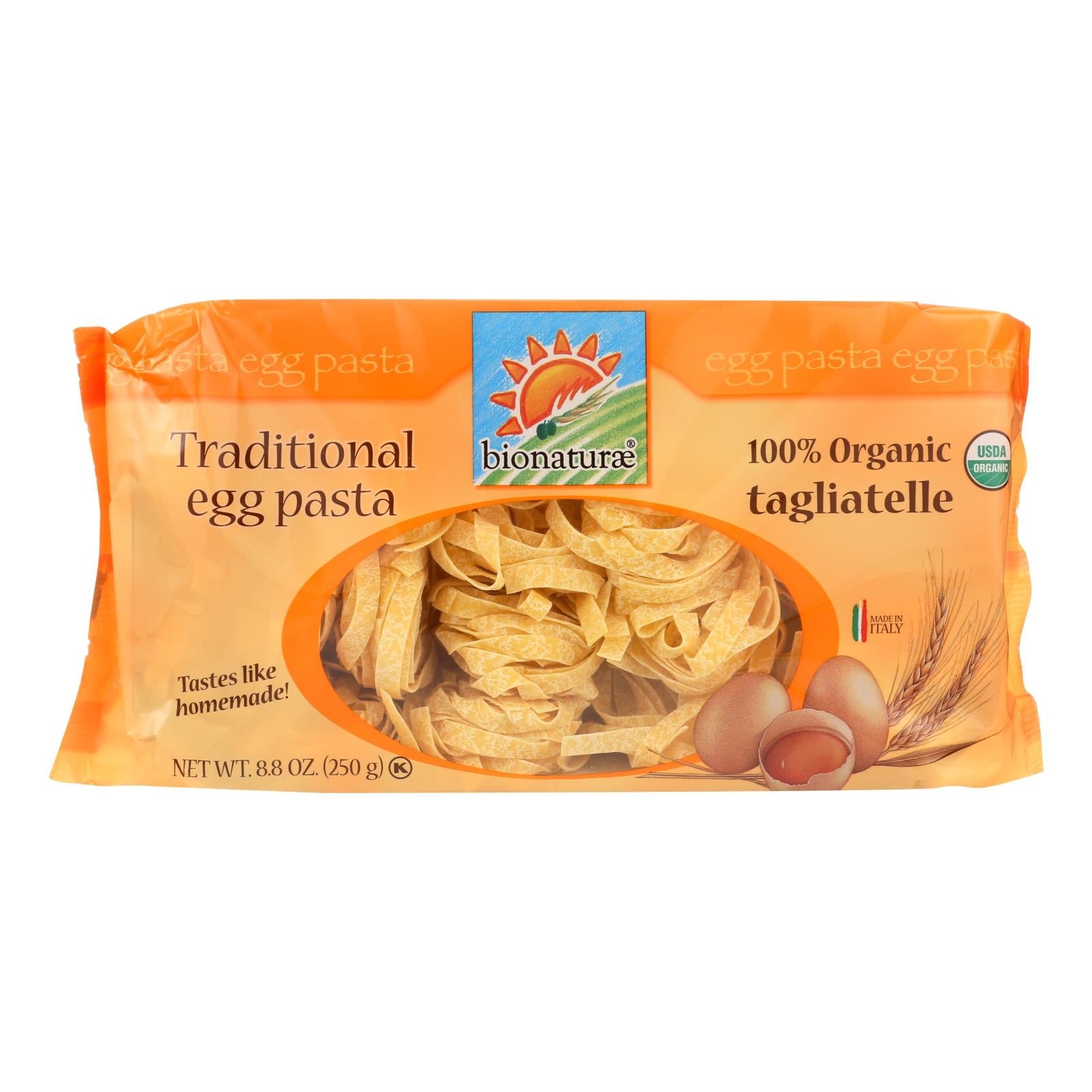 Bionaturae Egg Pasta - Durum Semolina - Case Of 12 - 8.8 Oz. - Maras Green