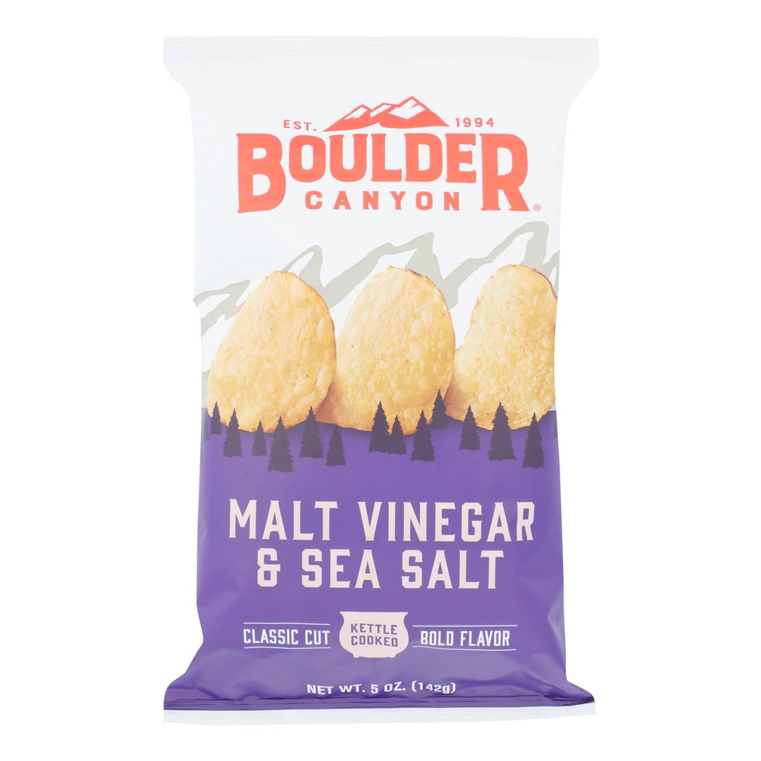 Boulder Canyon - Kettle Chips - Malt Vinegar And Sea Salt - Case Of 12 - 5 Oz. - Maras Green