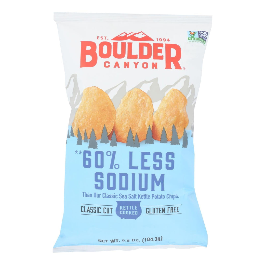 Boulder Canyon Kettle Cooked Potato Chips, 60% Lower Sodium - Case Of 12 - 6.5 Oz - Maras Green