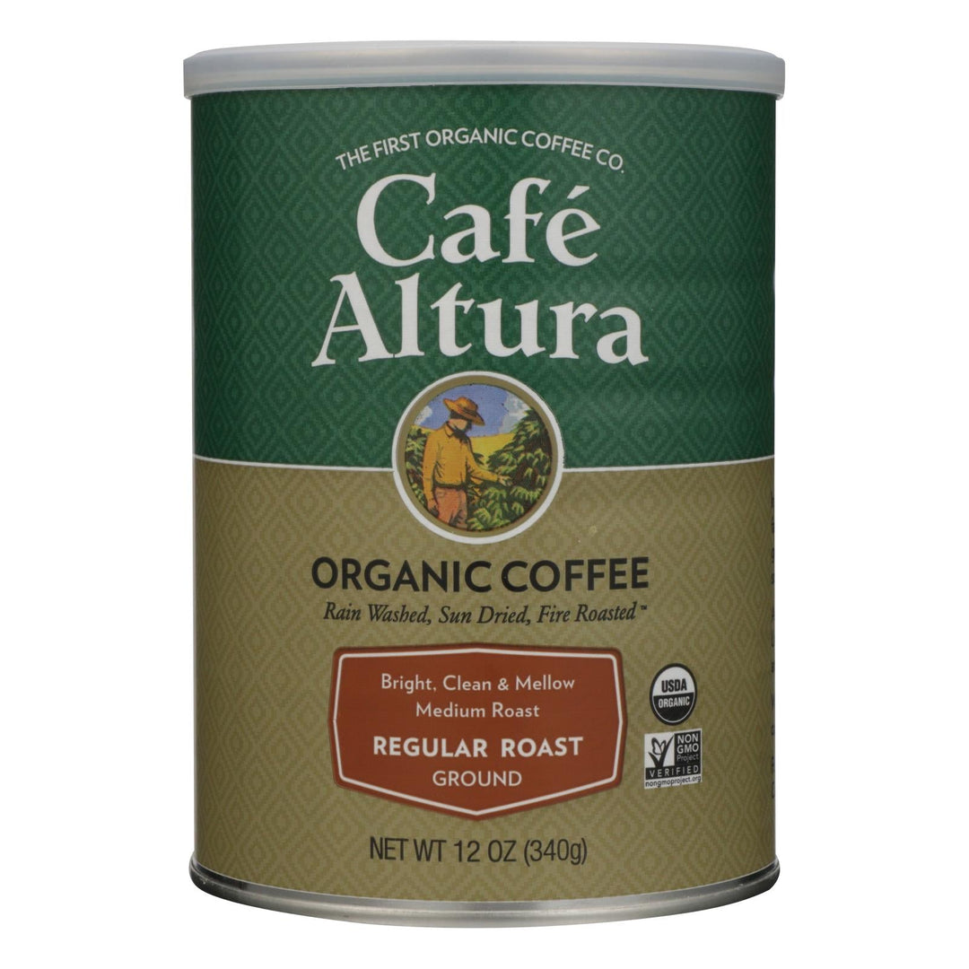 Cafe Altura - Organic Ground Coffee - Regular Roast - Case Of 6 - 12 Oz. - Maras Green