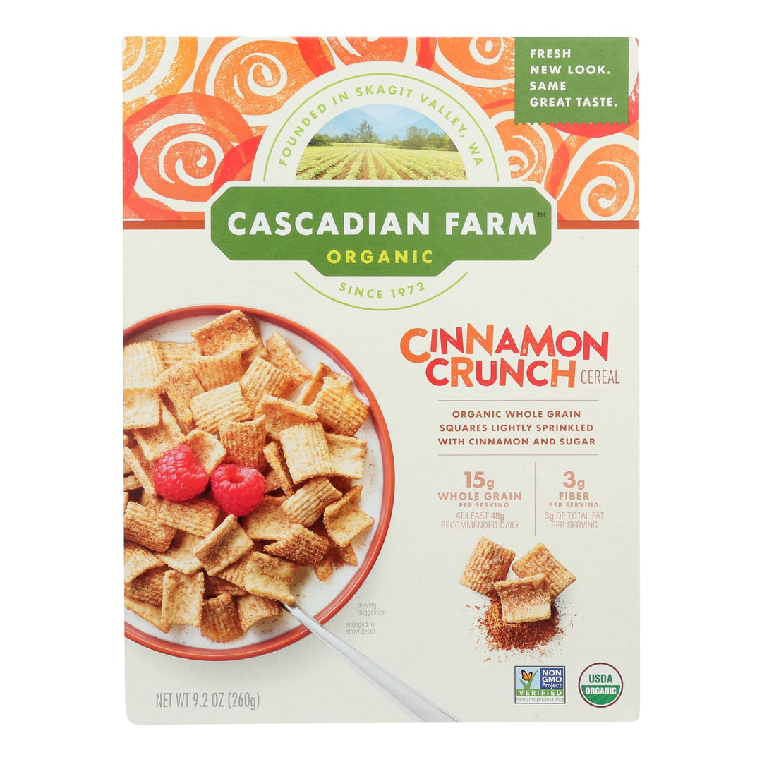 Cascadian Farm Organic Cereal - Cinnamon Crunch - Case Of 10 - 9.2 Oz - Maras Green