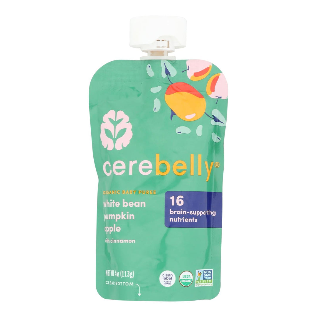 Cerebelly - Puree Organic 2 White Bean Pumpkin Apple - Case Of 6 - 4 Ounces - Maras Green