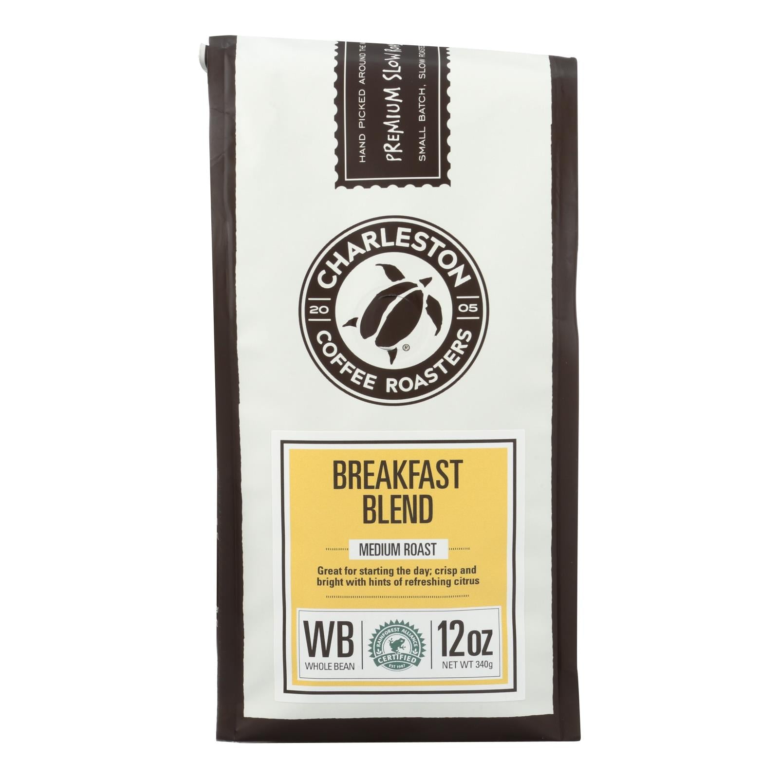Charleston Coffee Roasters - Coffee Breakfast Blend Whole Bean - Case Of 6 - 12 Oz - Maras Green