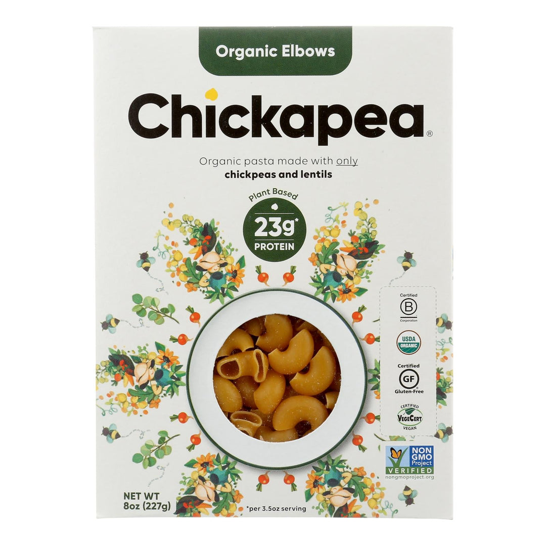 Chickapea Pasta - Pasta Elbows - Case Of 6 - 8 Oz - Maras Green