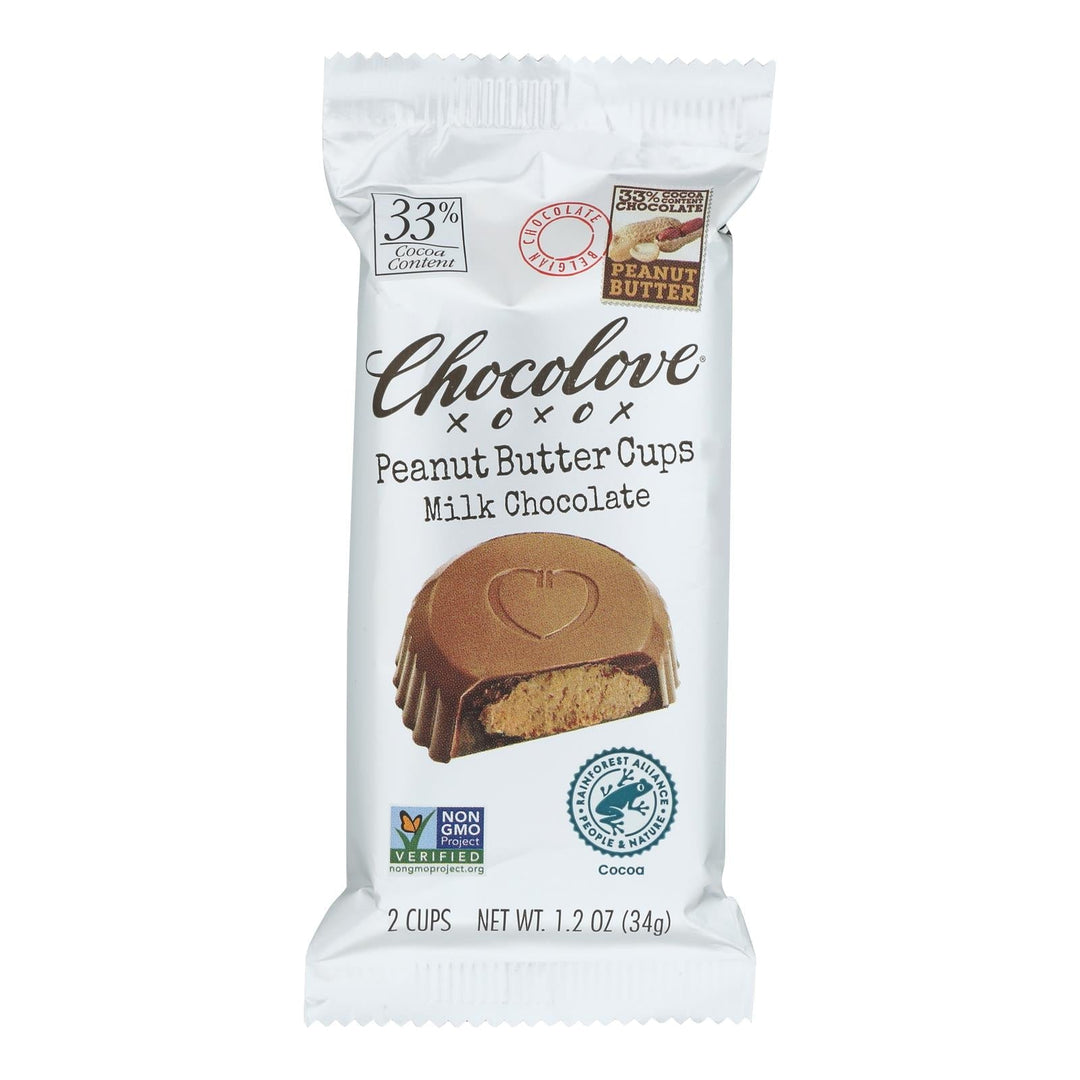 Chocolove - Cup Peanut Butter Milk Chocolate - Case Of 10 - 1.2 Ounces - Maras Green