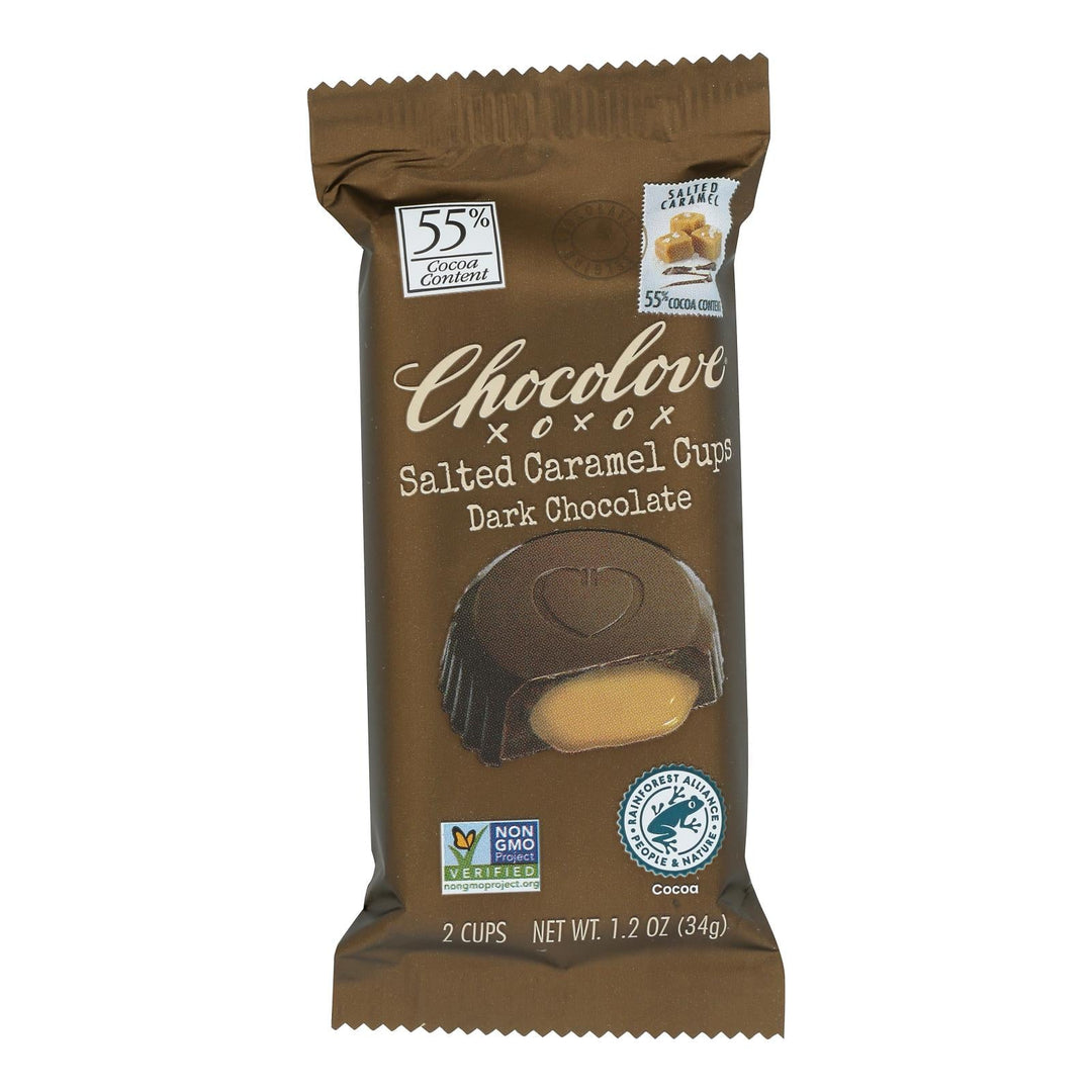 Chocolove - Cup Salted Caramel Dark Chocolate - Case Of 10 - 1.2 Ounces - Maras Green