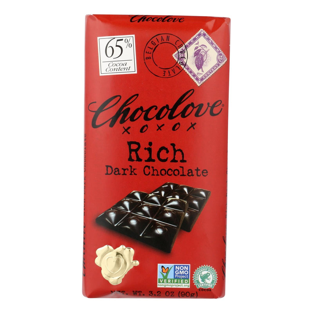 Chocolove Xoxox - Premium Chocolate Bar - Dark Chocolate - Rich - 3.2 Oz Bars - Case Of 12 - Maras Green