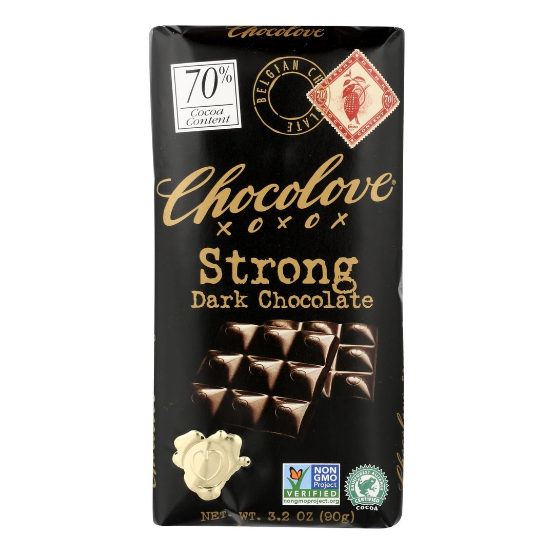Chocolove Xoxox - Premium Chocolate Bar - Dark Chocolate - Strong - 3.2 Oz Bars - Case Of 12 - Maras Green