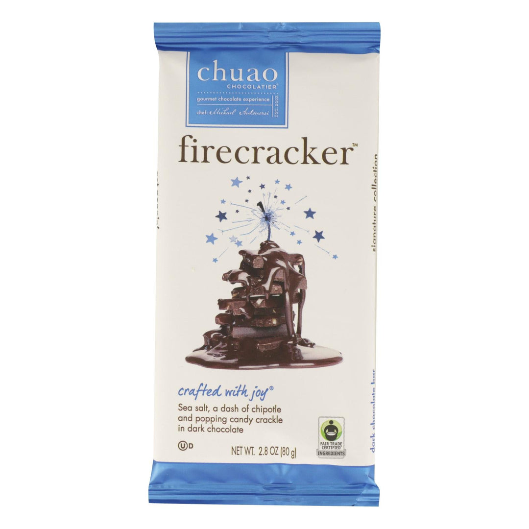 Chuao Chocolatier Firecracker Dark Chocolate Bar - Case Of 12 - 2.8 Oz - Maras Green
