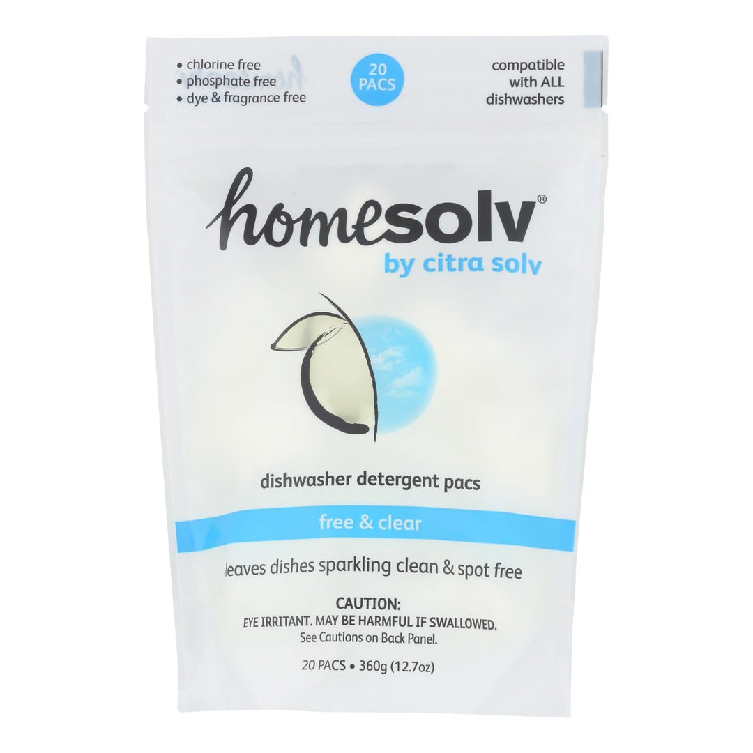 Citra - solv Natural Dishwasher Detergent Pacs - Free And Clear - Case Of 8 - 12.7 Oz. - Maras Green