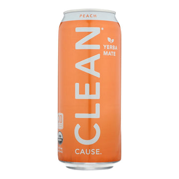 Clean Cause - Yrba Mte Peach Clean - Case Of 12 - 16 Fz - Maras Green