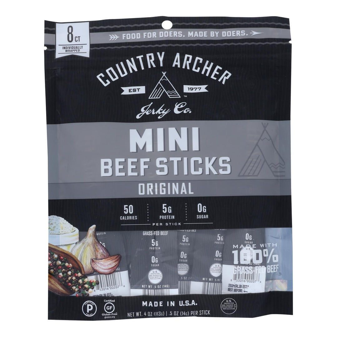 Country Archer - Beef Stick Mini - Case Of 10 - 4 Oz - Maras Green