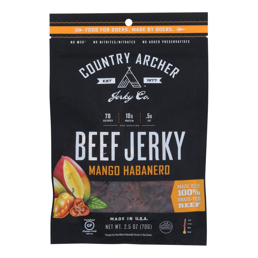 Country Archer - Jerky Beef Mango Habanero - Case Of 12 - 2.5 Oz - Maras Green