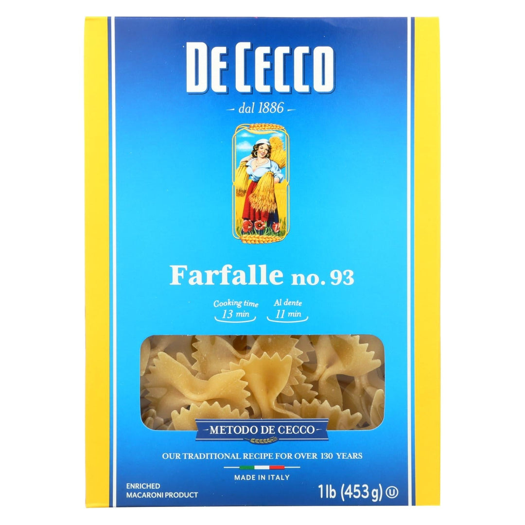 De Cecco Pasta - Pasta - Farfalle - Bowties - Case Of 12 - 16 Oz - Maras Green