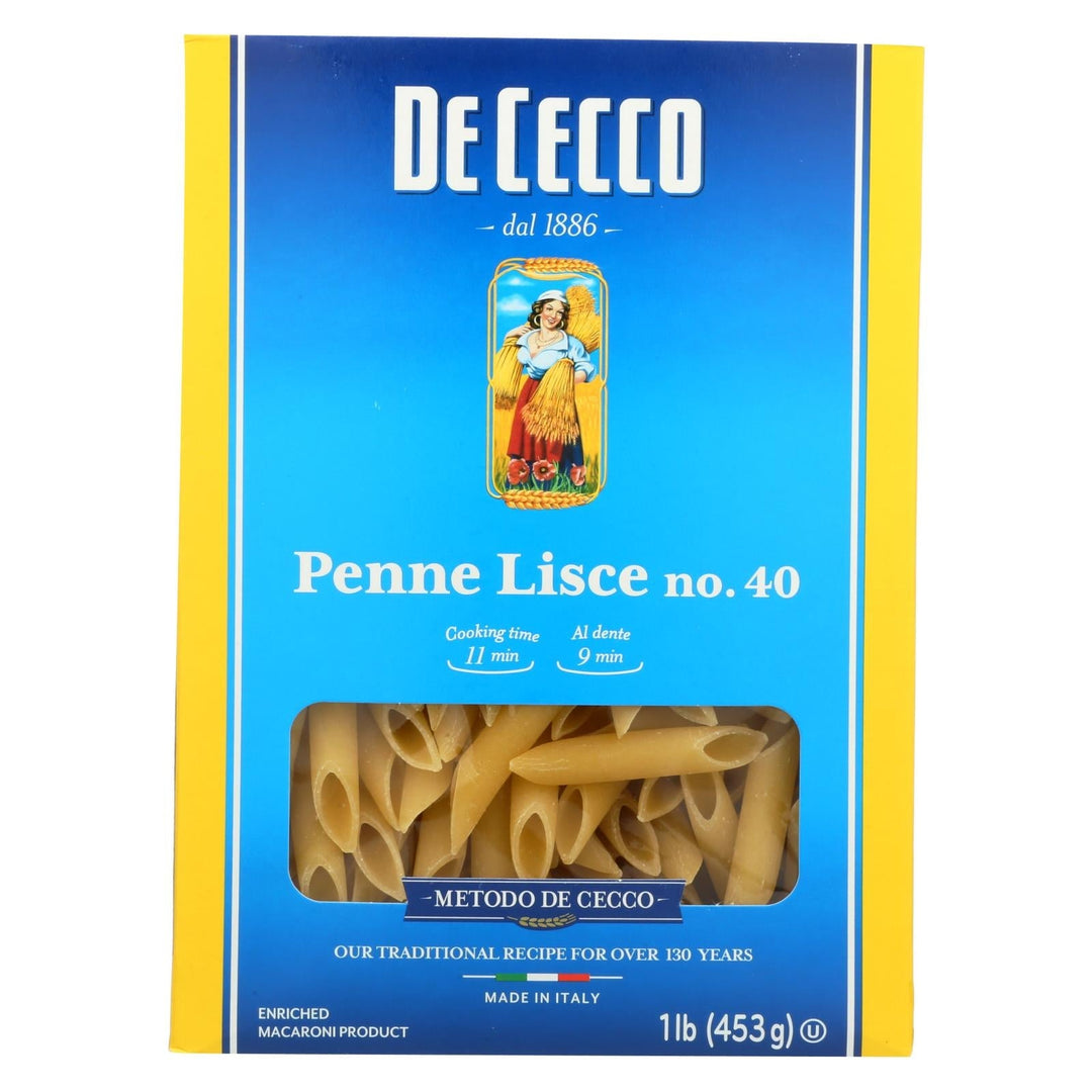 De Cecco Pasta - Pasta - Penne Lisce - Case Of 12 - 16 Oz - Maras Green
