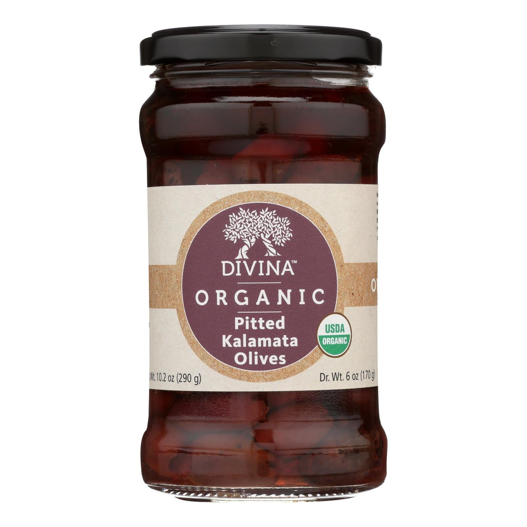 Divina - Organic Pitted Kalamata Olives - Case Of 6 - 6 Oz. - Maras Green