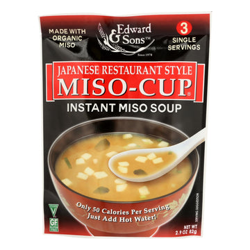Edward And Sons Miso Cup Soup - Japanese Restaurant Style - Case Of 6 - 2.9 Oz. - Maras Green