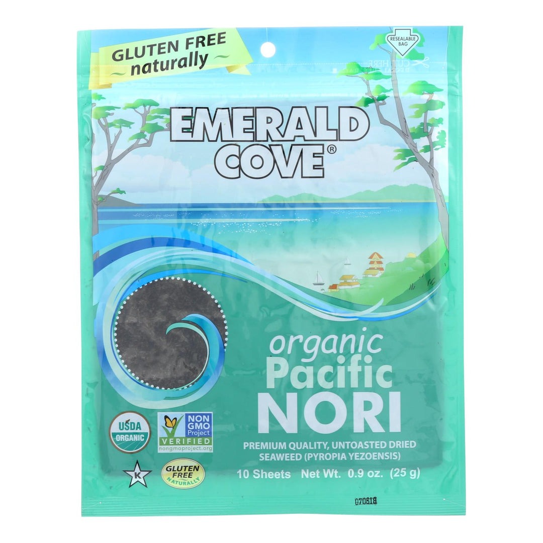 Emerald Cove Organic Pacific Nori - Untoasted Hoshi - Silver Grade - .9 Oz - Case Of 6 - Maras Green