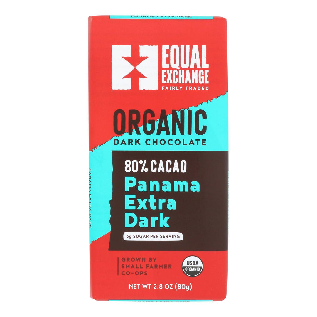 Equal Exchange Organic Dark Chocolate Bar - Panama Extra - Case Of 12 - 2.8 Oz. - Maras Green