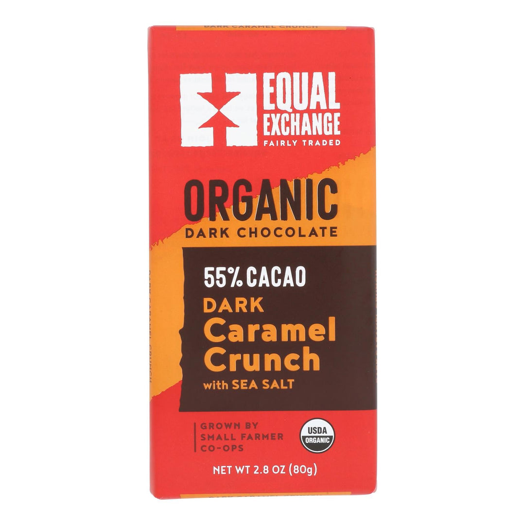 Equal Exchange Organic Milk Chocolate Bar - Caramel Crunch With Sea Salt - Case Of 12 - 2.8 Oz. - Maras Green
